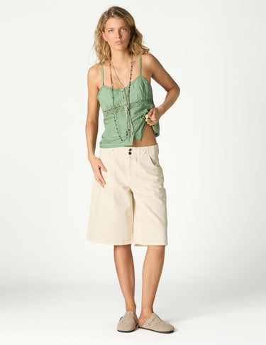 ECRU DENIM SHORTS
