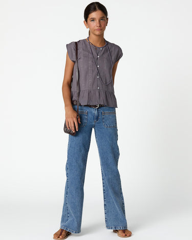 BLUE TROUSERS WITH POCKET DETAIL