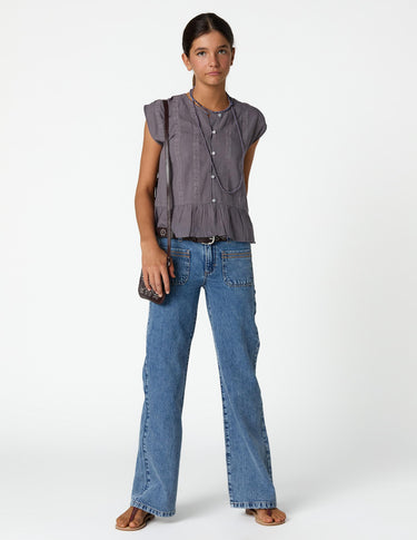 BLUE TROUSERS WITH POCKET DETAIL