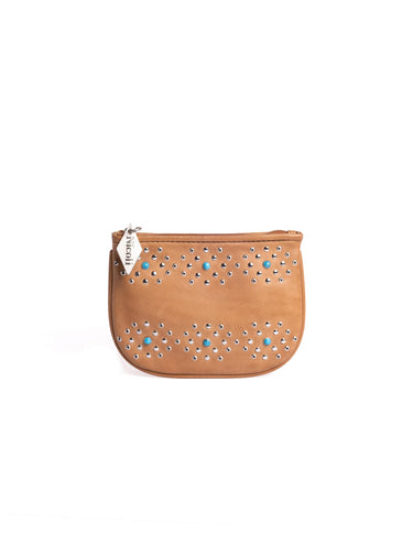 BROWN PURSE STUDS AND TURQUOISE