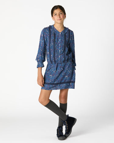 VESTIDO VOLANTE NIGHT GARDEN BLUE