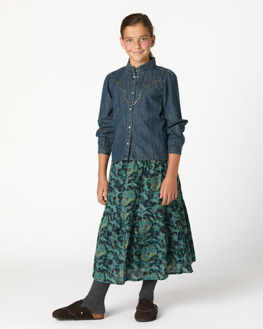 WILD BLUE RUFFLED SKIRT