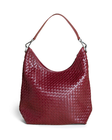 BOLSO TRENZADO PIEL GUINDA