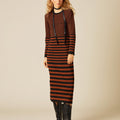 OCHRE/BLACK STRIPED DRESS