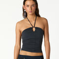 ANTHRACITE RUCHED HALTER TOP
