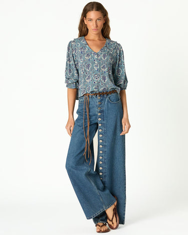BUTTON-UP BLUE DENIM PANTS