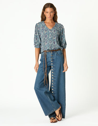 BUTTON-UP BLUE DENIM PANTS