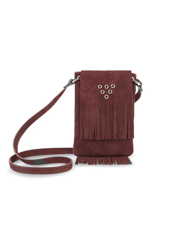 BURGUNDY SUEDE FRINGED BAG