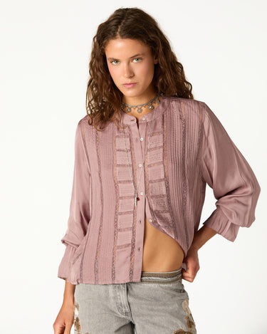 SMOKE LACE AND DRAWSTRING SHIRT