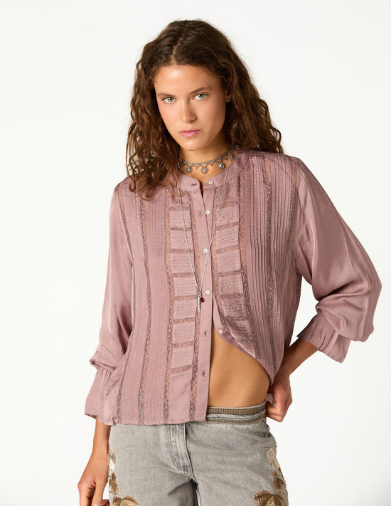 SMOKE LACE AND DRAWSTRING SHIRT