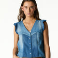 BLUE DENIM PATCHWORK TOP
