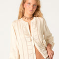 ECRU LACE AND DRAWSTRING SHIRT