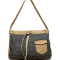 ANTHRACITE DENIM BAG WITH CONTRAST STRAP