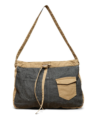 ANTHRACITE DENIM BAG WITH CONTRAST STRAP