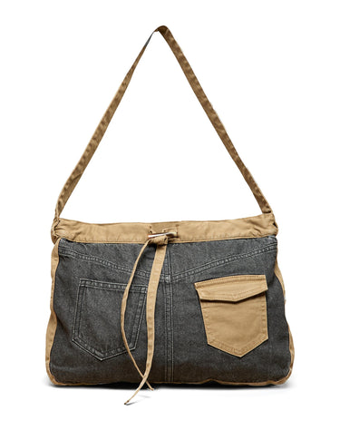 ANTHRACITE DENIM BAG WITH CONTRAST STRAP