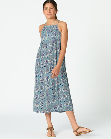 GARDEN POND PRINT STRAPPY DRESS