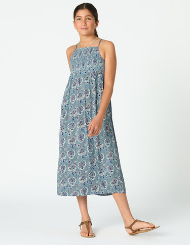 GARDEN POND PRINT STRAPPY DRESS