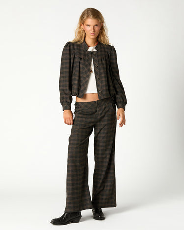 PANTALON CUADRO TRABILLA MARRÓN