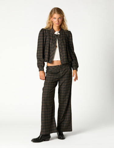 PANTALON CUADRO TRABILLA MARRÓN