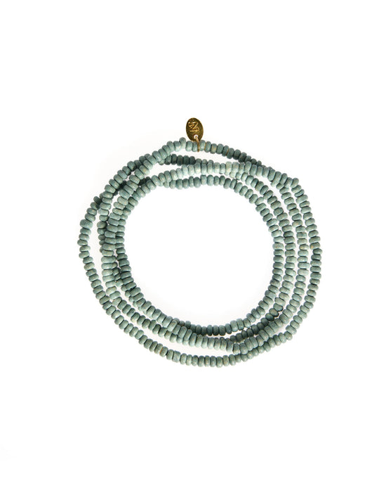 Long Beaded Necklace - Sage