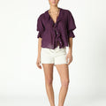 SHORT YOKE STUDS WHITE DENIM