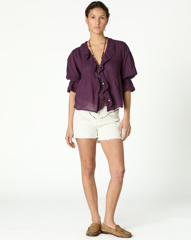 SHORT YOKE STUDS WHITE DENIM