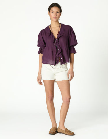 SHORT YOKE STUDS WHITE DENIM
