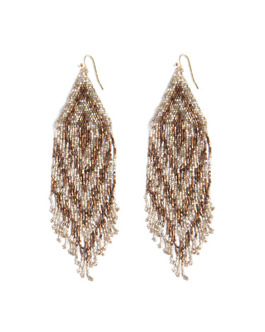 BROWN GOLD BEAD EARRING