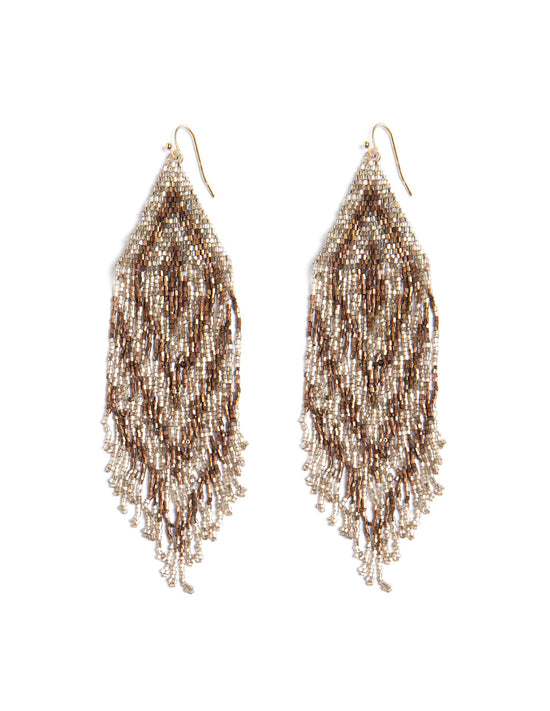 BROWN GOLD BEAD EARRING