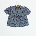 FLORAL PRINT SHIRT WITH BLUE STITCHING