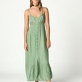 GATHERED STRAPPY DRESS GREEN
