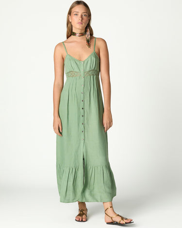 GATHERED STRAPPY DRESS GREEN