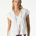 CAMISA ESCOTE PICO ENCAJE BLANCO