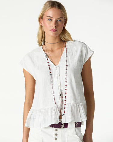 CAMISA ESCOTE PICO ENCAJE BLANCO