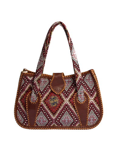 TAPESTRY AND LEATHER BAG