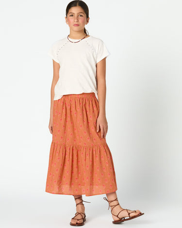 LONG SKIRT BUTI PRINT ORANGE