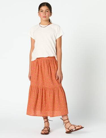 LONG SKIRT BUTI PRINT ORANGE