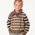 STRIPED KNITTED JACKET BROWN
