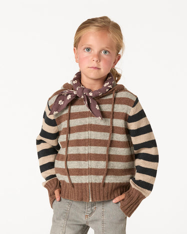 STRIPED KNITTED JACKET BROWN