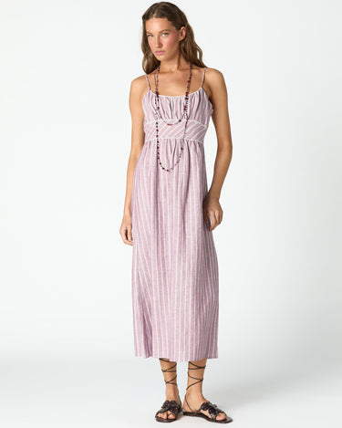 BURGUNDY STRIPED DRESS