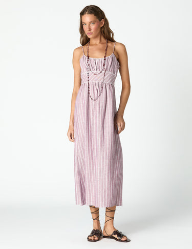 BURGUNDY STRIPED DRESS