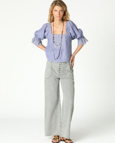 PANTALÓN DENIM TIRO ALTO GRIS CLARO