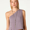 ASYMMETRICAL BUTTON-DOWN OVERCAST T-SHIRT