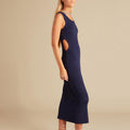 BLUE HEATHERED RIBBED DRESS