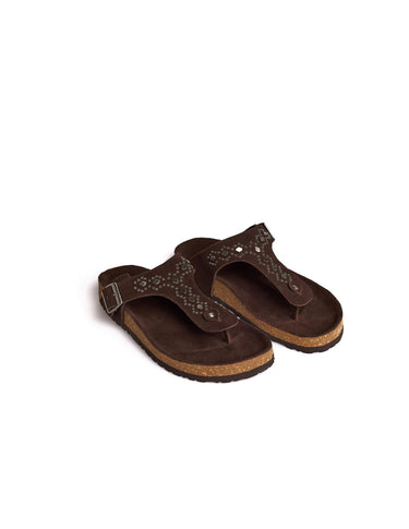 RHOMBUS STUD SANDAL BROWN