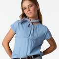 SMOCKED ANILINE BLUE T-SHIRT