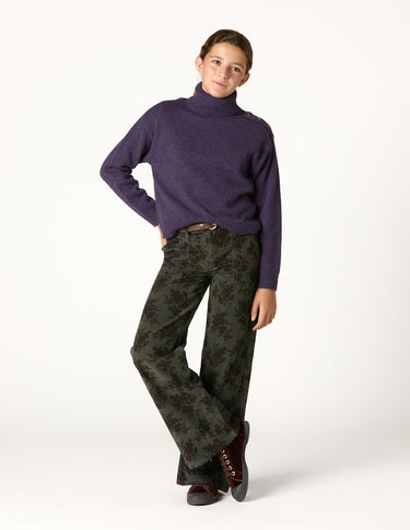 PANTALON PANA FLORAL CURRY
