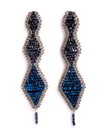 PENDIENTES BEADS AZUL ROMBO