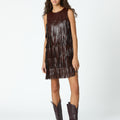 BROWN FRINGED DRESS