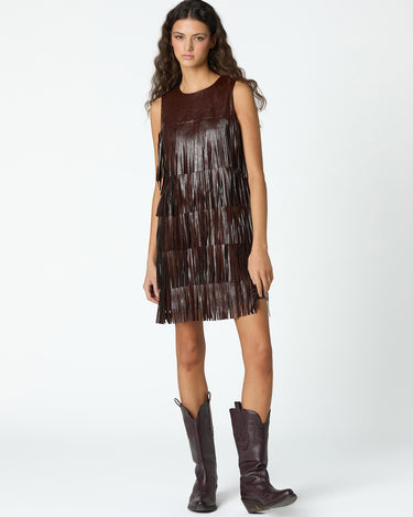 BROWN FRINGED DRESS
